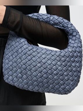 DARE TO DREAM - SMALL WOVEN NEOPRENE CLUTCH - Dark Denim - NWT